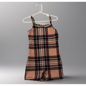 Source Unknown Plaid Kids Bodysuit in Pink and Black